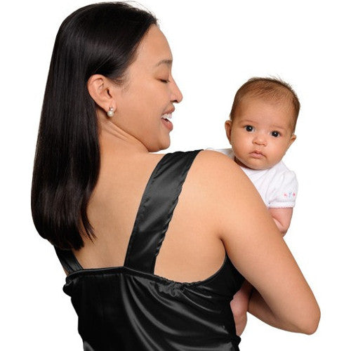 Breastfeeding top in black satin