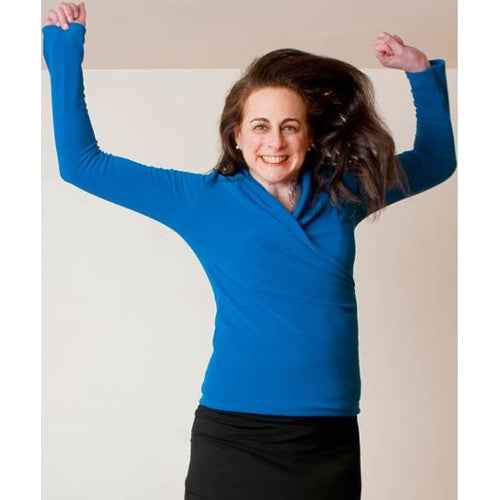 An elegant top (in Royal Blue Gridded) that allows you full range of motion - and quick access to breasts with minimal skin exposure.