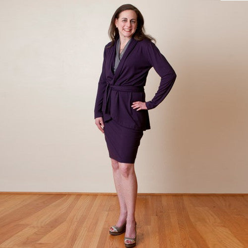 Wear the Jet Set Jacket and Skirt with the Pewter Sleeveless Crossover Shirt for more outfits.