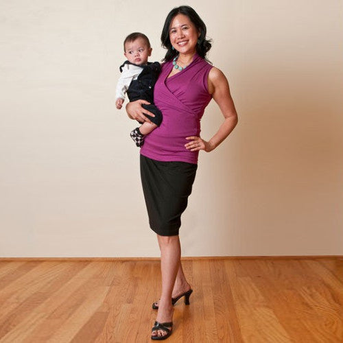 The Onyx Jet Set Skirt provides a solid foundation for all the Crossover Shirts including this one in Fuchsia.