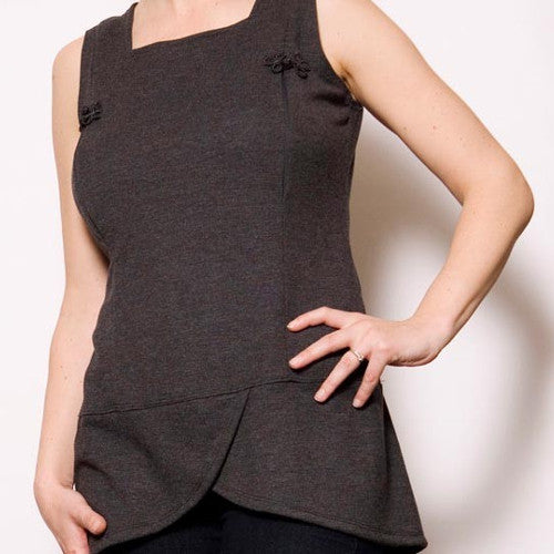 Close up of the Asian silk frog detailing that hides the hidden zipper pulls. (No need to unclasp them.)